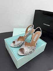 Okify Aquazzura Bling Bling Sequin Silver High Heels 10.5cm  - 5