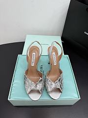 Okify Aquazzura Bling Bling Sequin Silver High Heels 10.5cm  - 1