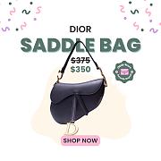 Okify Dior Saddle Bag Black Grain Leather 25.5x20x6.5cm  - 1