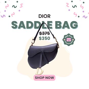 Okify Dior Saddle Bag Black Grain Leather 25.5x20x6.5cm 