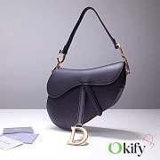 Okify Dior Saddle Bag Black Grain Leather 25.5x20x6.5cm  - 2