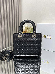 Okify Dior Lady Bag Black Lambskin Gold Hardware 24x20x11cm  - 3
