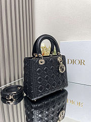 Okify Dior Lady Bag Black Lambskin Gold Hardware 24x20x11cm  - 4