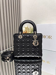 Okify Dior Lady Bag Black Lambskin Gold Hardware 24x20x11cm  - 2