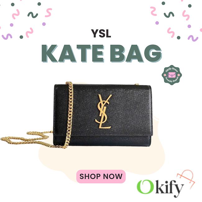 Okify YSL Kate Embossed Leather Bag In Black With Gold Hardware 20x12.5x5cm - 1