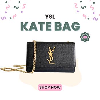 Okify YSL Kate Embossed Leather Bag In Black With Gold Hardware 20x12.5x5cm