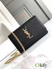 Okify YSL Kate Embossed Leather Bag In Black With Gold Hardware 20x12.5x5cm - 2