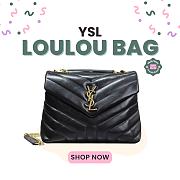 Okify YSL Small Loulou Bag Black Gold Hardware 23x17x9cm - 1