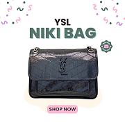 Okify YSL Niki Medium Bag Black Crinked Vintage Leather 28x20x8.5cm - 1