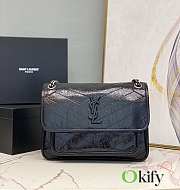 Okify YSL Niki Medium Bag Black Crinked Vintage Leather 28x20x8.5cm - 2