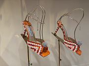 Okify Jimmy Choo Rhinestone Pearl Orange High Heels 8.5cm - 6