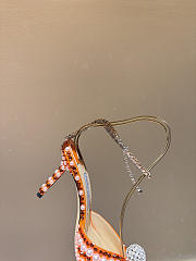 Okify Jimmy Choo Rhinestone Pearl Orange High Heels 8.5cm - 3