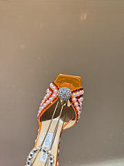 Okify Jimmy Choo Rhinestone Pearl Orange High Heels 8.5cm - 4