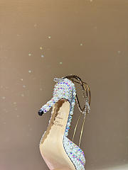 Okify Jimmy Choo Rhinestone Pearl Silver High Heels 8.5cm - 2