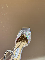 Okify Jimmy Choo Rhinestone Pearl Silver High Heels 8.5cm - 5