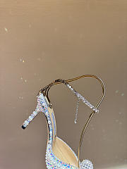Okify Jimmy Choo Rhinestone Pearl Silver High Heels 8.5cm - 6