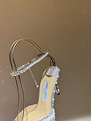 Okify Jimmy Choo Rhinestone Pearl Silver High Heels 8.5cm - 4