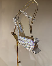 Okify Jimmy Choo Rhinestone Pearl Silver High Heels 8.5cm - 1