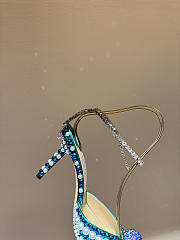 Okify Jimmy Choo Rhinestone Pearl Emerald Green High Heels 8.5cm - 5