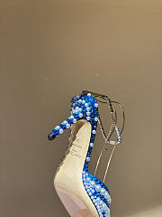 Okify Jimmy Choo Rhinestone Pearl Dark Blue High Heels 8.5cm - 4