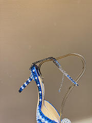 Okify Jimmy Choo Rhinestone Pearl Dark Blue High Heels 8.5cm - 5