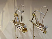 Okify Jimmy Choo Rhinestone Pearl Gold High Heels 8.5cm - 2