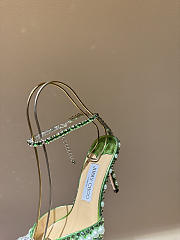 Okify Jimmy Choo Rhinestone Pearl Green High Heels 8.5cm - 5