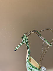 Okify Jimmy Choo Rhinestone Pearl Green High Heels 8.5cm - 3