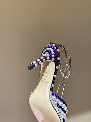 Okify Jimmy Choo Rhinestone Purple High Heels 8.5cm - 2