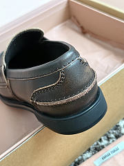 Okify MiuMiu Gold Coin Brown Women Loafers - 6