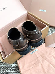 Okify MiuMiu Gold Coin Brown Women Loafers - 5