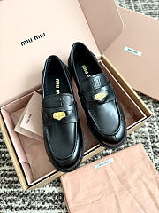 Okify MiuMiu Gold Coin Black Women Loafers - 1