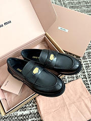 Okify MiuMiu Gold Coin Black Women Loafers - 6