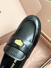 Okify MiuMiu Gold Coin Black Women Loafers - 2