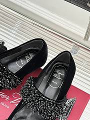 Okify Roger Vivier Rhinestone Buckle Black Velvet Mary Jane Shoes - 6
