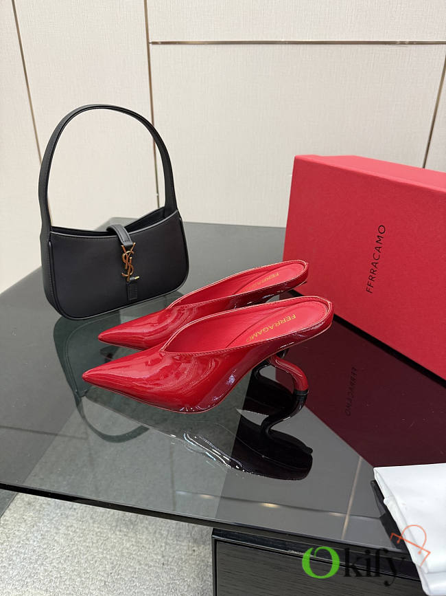 Okify Ferragamo Red High Heels 9.5cm - 1