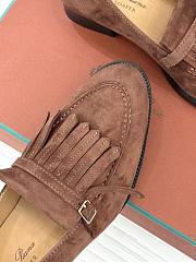 Okify Loro Piana Tassel Brick Orange Suede Women Loafers  - 3