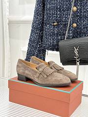 Okify Loro Piana Tassel Light Brown Suede Women Loafers  - 4