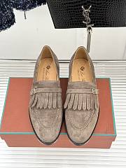 Okify Loro Piana Tassel Light Brown Suede Women Loafers  - 1