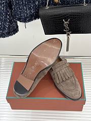 Okify Loro Piana Tassel Light Brown Suede Women Loafers  - 2