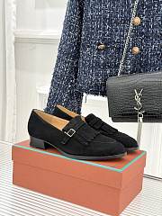Okify Loro Piana Tassel Black Suede Women Loafers  - 4