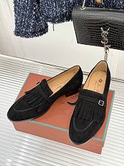 Okify Loro Piana Tassel Black Suede Women Loafers  - 3
