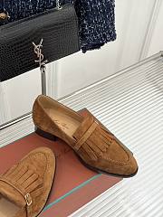 Okify Loro Piana Tassel Brown Suede Women Loafers  - 6