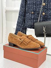 Okify Loro Piana Tassel Brown Suede Women Loafers  - 5