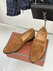 Okify Loro Piana Tassel Brown Suede Women Loafers  - 4