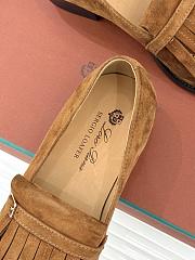 Okify Loro Piana Tassel Brown Suede Women Loafers  - 3