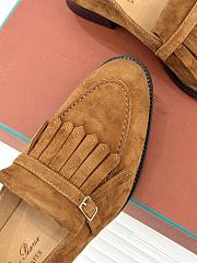 Okify Loro Piana Tassel Brown Suede Women Loafers  - 2