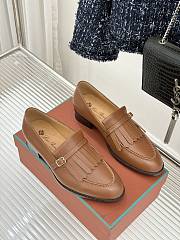 Okify Loro Piana Tassel Brown Leather Women Loafers  - 3