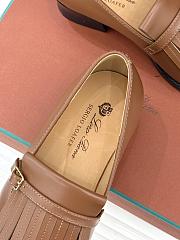 Okify Loro Piana Tassel Brown Leather Women Loafers  - 4