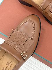 Okify Loro Piana Tassel Brown Leather Women Loafers  - 2